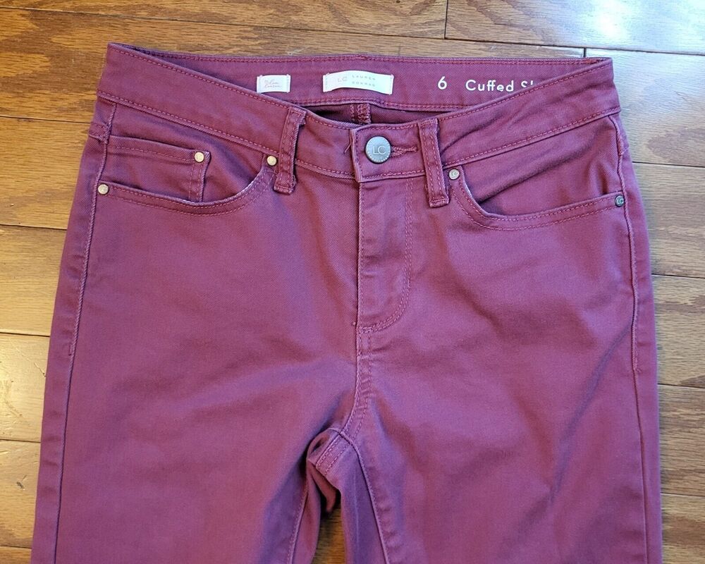Lauren Conrad LC Jeans Womens 6 Pink Cuffed Skinny Stretch Ankle Mid Rise 28x26